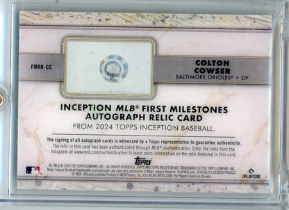 Colton Cowser 2024 Topps Inception First Milestones RPA #'d 55/99