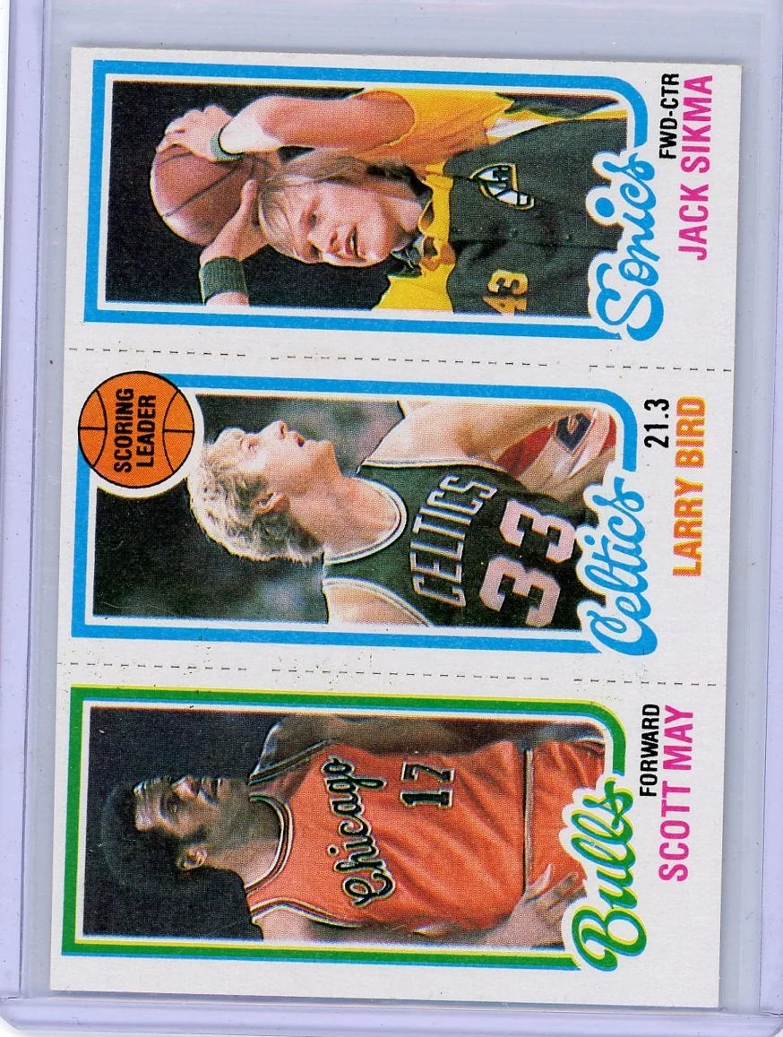 S. May/L. Bird/J. Sikma 1980 Topps