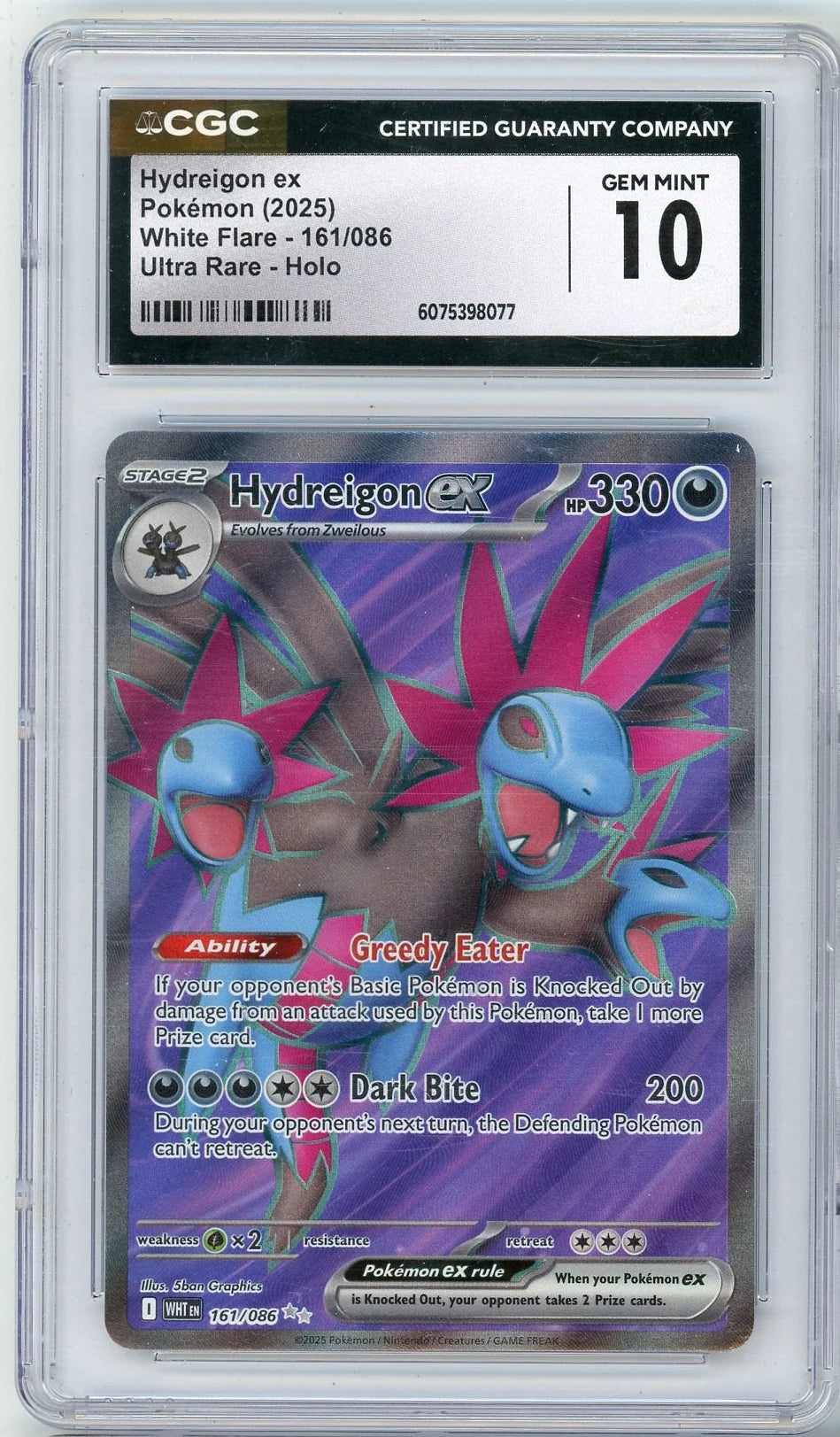 Hydreigon exx 2025 Pokemon White Flare Ultra rare #161/086 CGC 10
