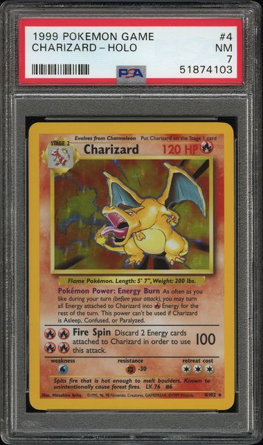 Charizard 1999 Pokemon Base Set holo #4/102 PSA 7