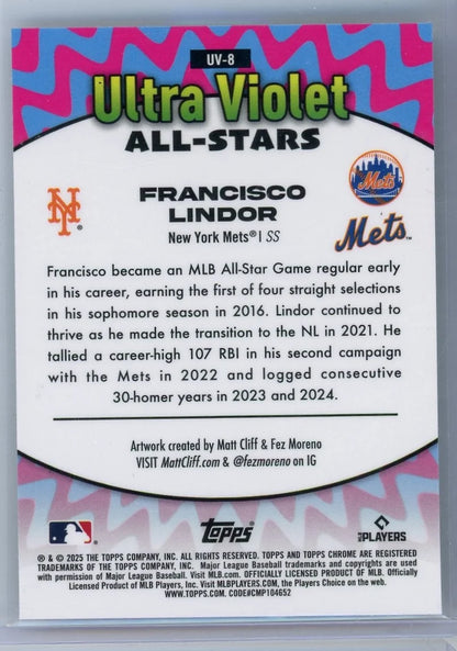 Francisco Lindor 2025 Topps Chrome Ultra Violet