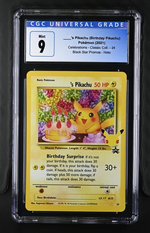 Birthday Pikachu Pokémon Celebrations Classic Collection #24 CGC 9