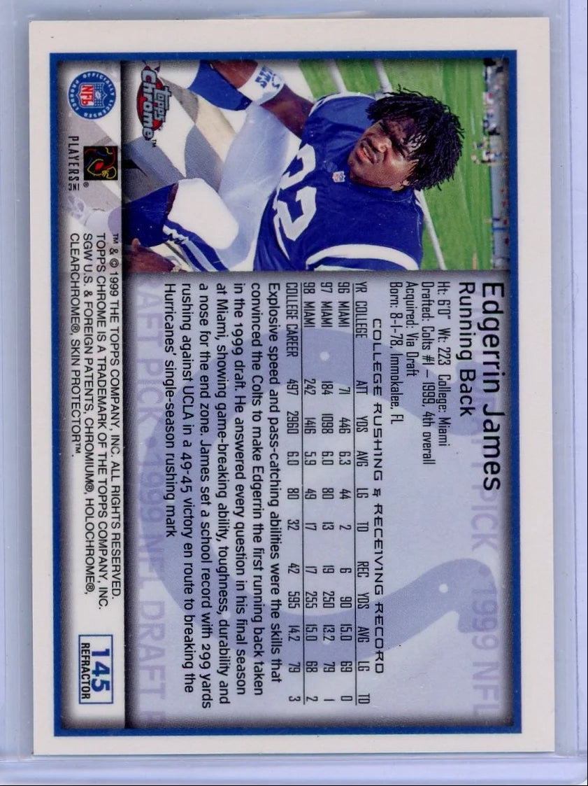 Edgerrin James 1999 Topps Chrome refractor RC