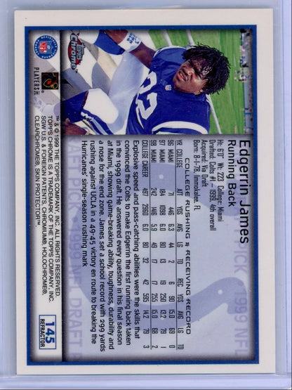 Edgerrin James 1999 Topps Chrome refractor RC