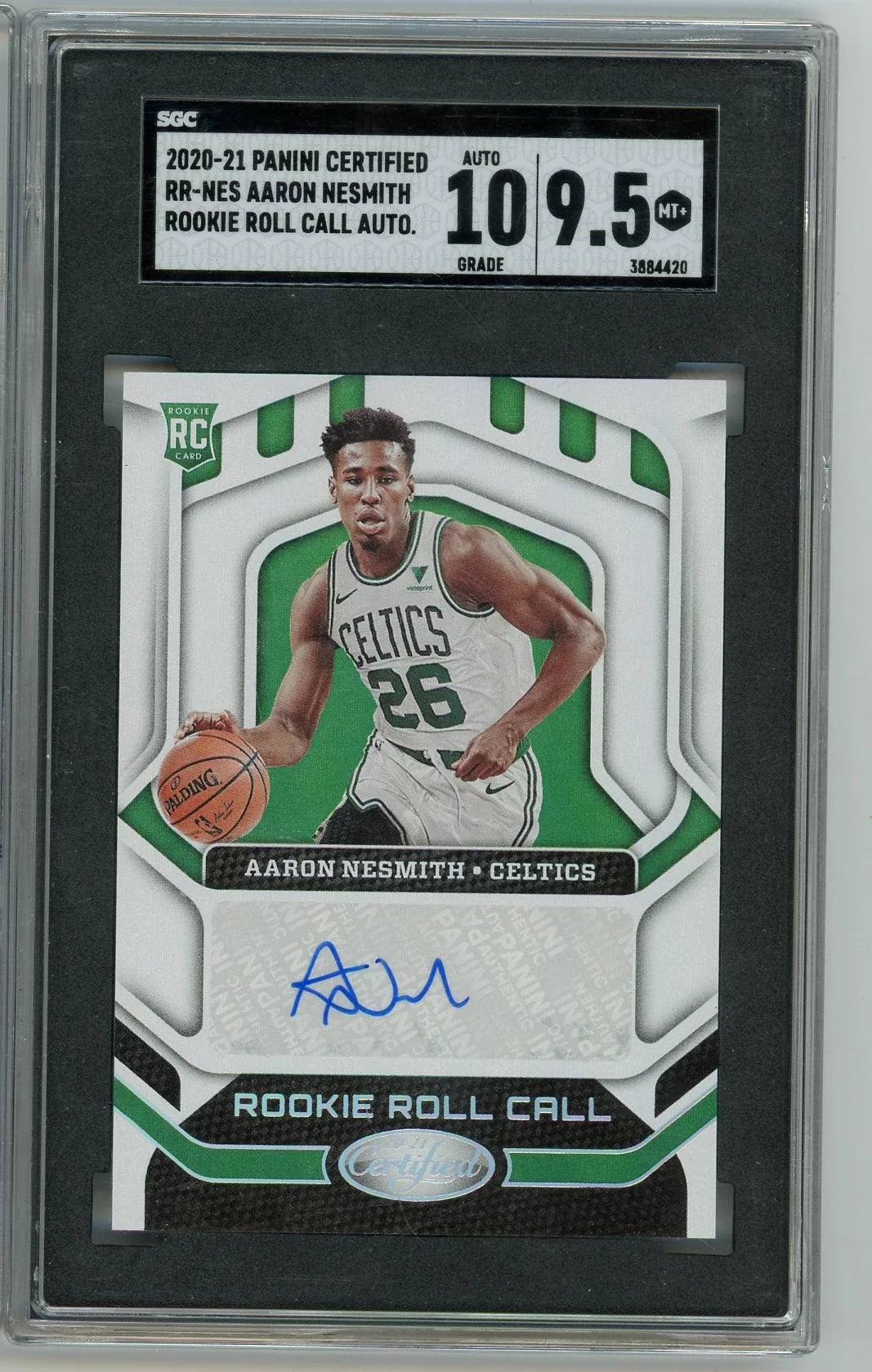 Aaron Nesmith 2020-21 Panini Certified Rookie Roll Call Auto RC SGC 9.5 AUTO 10