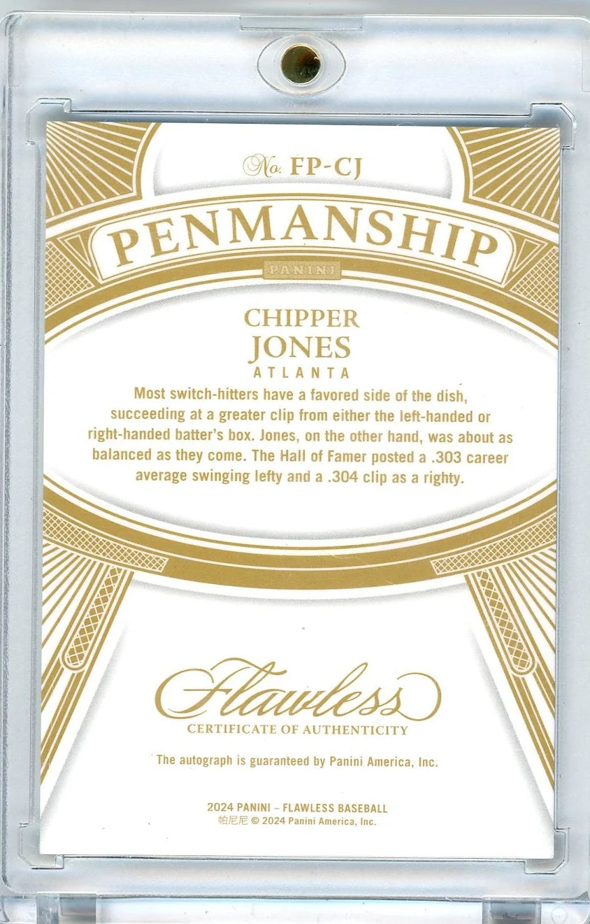 Chipper Jones 2024 Panini Flawless Penmanship Autograph #'d 14/15