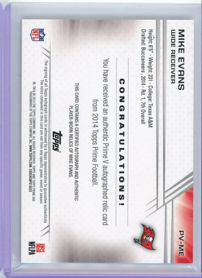 Mike Evans 2014 Topps Prime Level V Rookie Patch Autograph