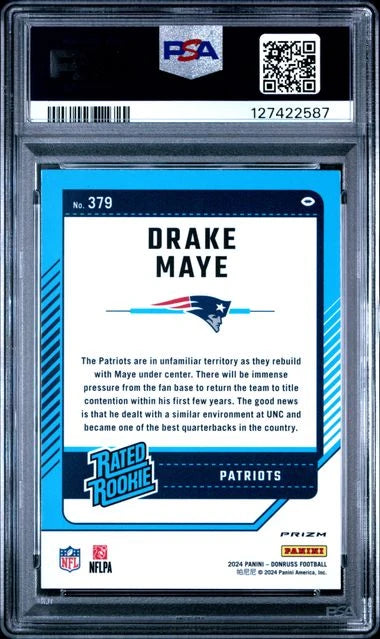 Drake Maye 2024 Donruss Optic Preview Pink Prizm RC PSA 10