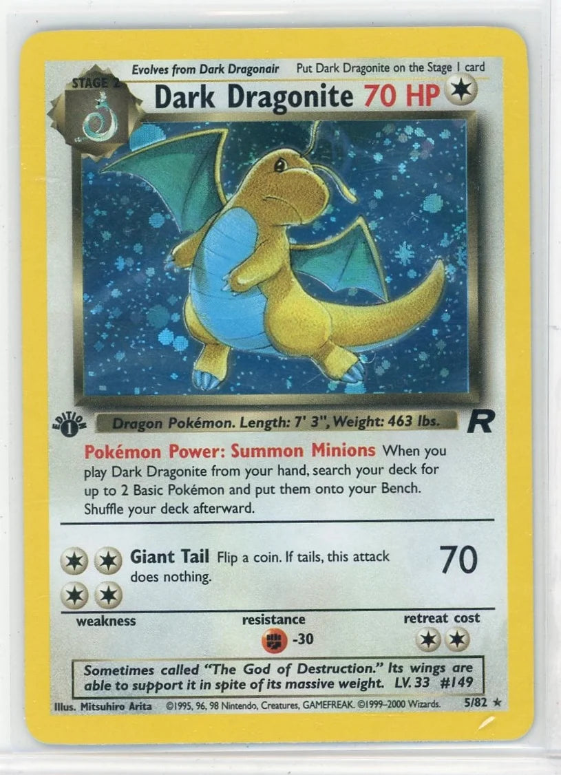 Dark Dragonite Pokémon Team Rocket 1st Edition Holo Rare #5/82