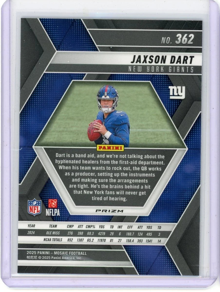 Jaxson Dart 2025 Mosaic Reactive Blue Prizm RC
