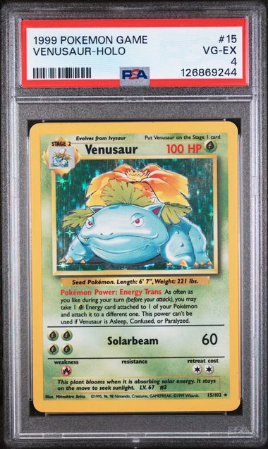 Venusaur Pokémon Base Set Unlimited Holo #15/102 PSA 4