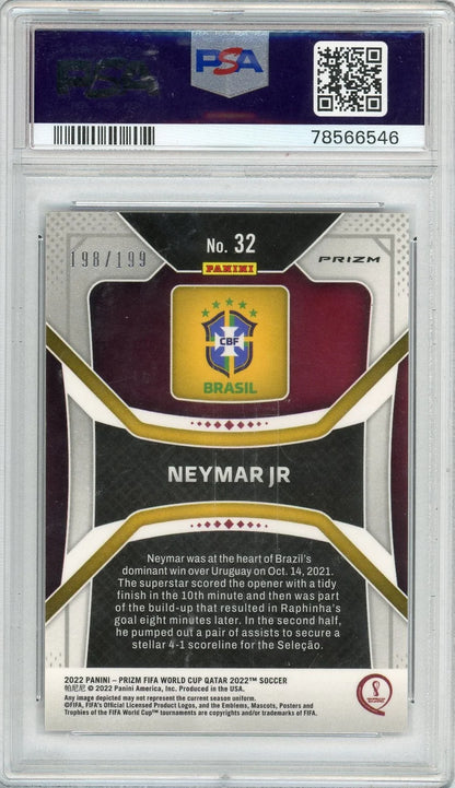 Neymar Jr 2022 Panini Prizm Fifa World Cup Qatar Purple #'d 198/199 PSA 10