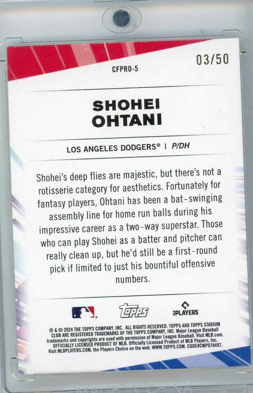 Shohei Ohtani 2024 Topps Stadium Club Chief Fantasy Professionals Green #'d 03/50