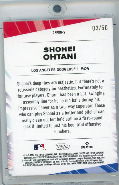 Shohei Ohtani 2024 Topps Stadium Club Chief Fantasy Professionals Green #'d 03/50