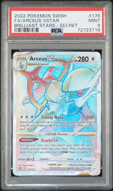 Arceus Vstar Pokémon Brilliant Stars Rainbow Secret Rare #176/172 PSA 9