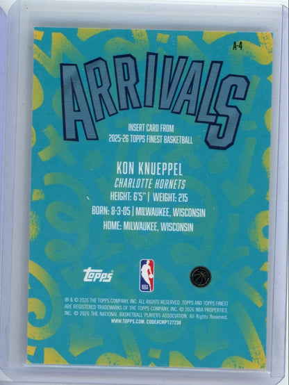 Kon Knueppel 2025 Topps Finest Arrivals X-Fractor RC