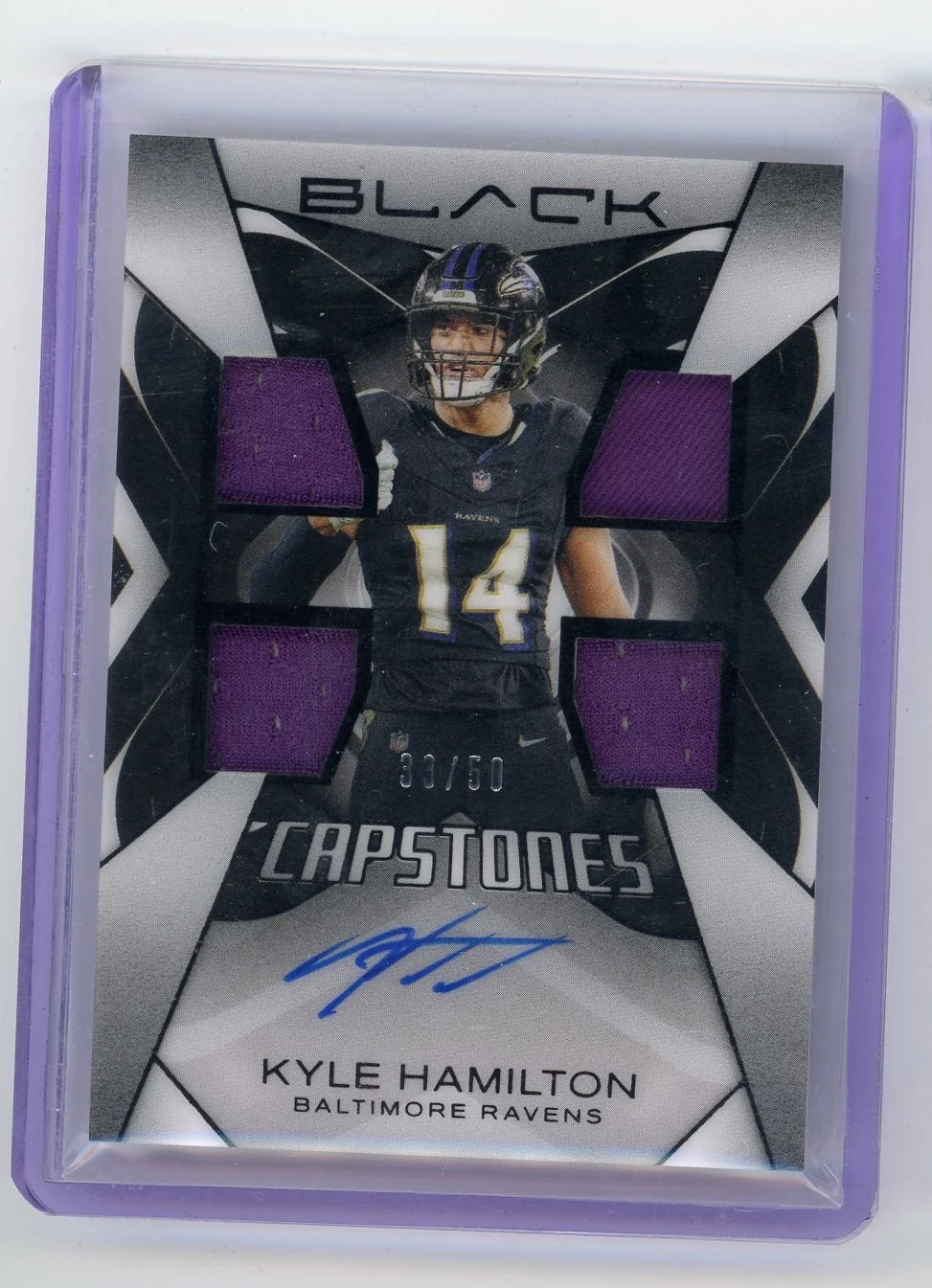 Kyle Hamilton 2025 Panini Black Capstones Quad Patch Auto #'d 33/50