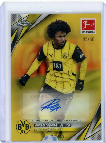 Karim Adeyemi 2024-25 Topps Chrome Bundesliga Auto Gold Refractor #'d 05/50