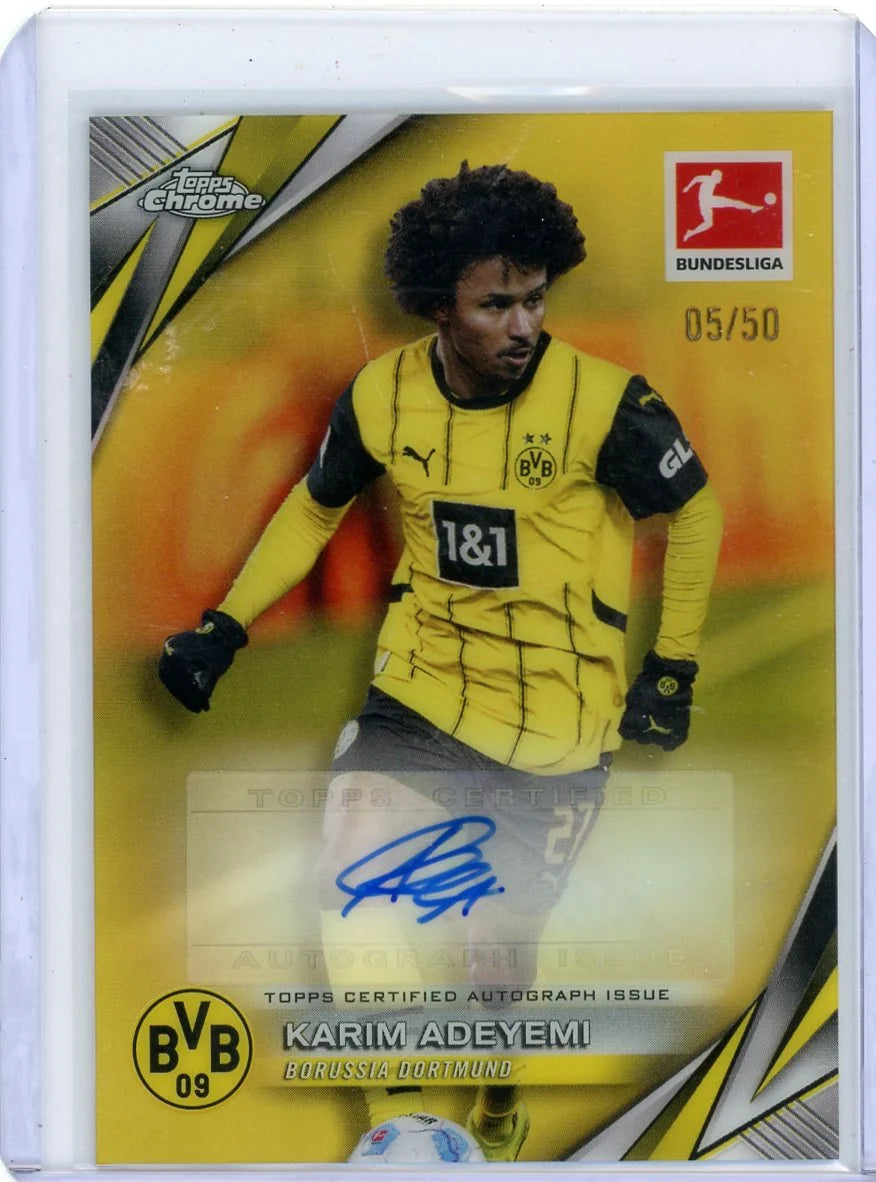 Karim Adeyemi 2024-25 Topps Chrome Bundesliga Auto Gold Refractor #'d 05/50