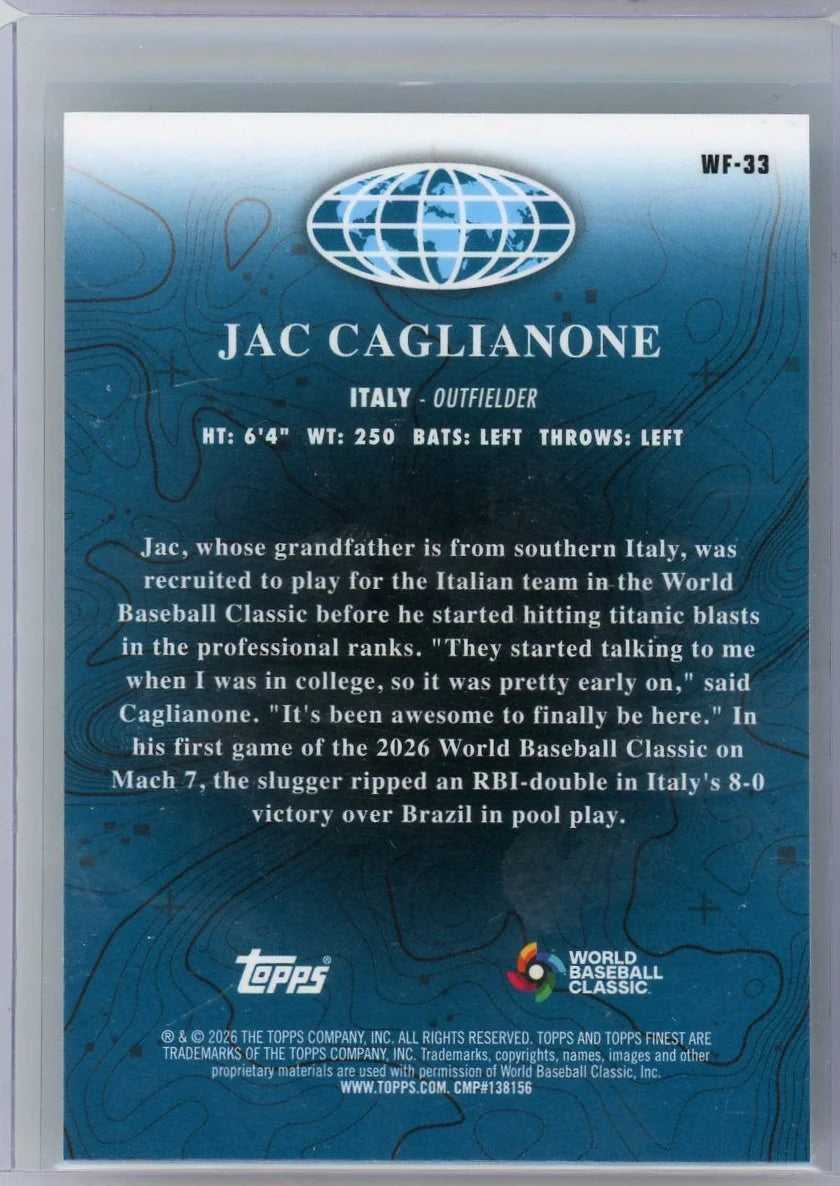Jac Caglianone 2026 Topps Finest Baseball World's Finest Green #'d 92/99