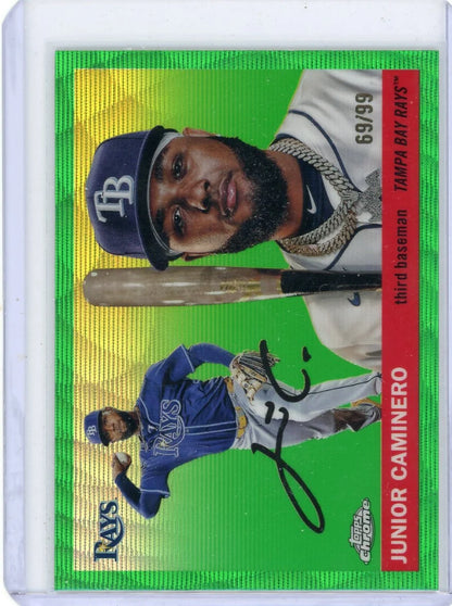Junior Caminero 2025 Topps Platinum Green Wave Refractor #'d 69/99