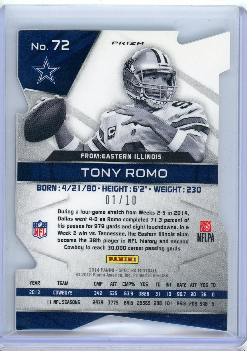 Tony Romo 2014 Panini Spectra gold prizm die-cut #'d 01/10