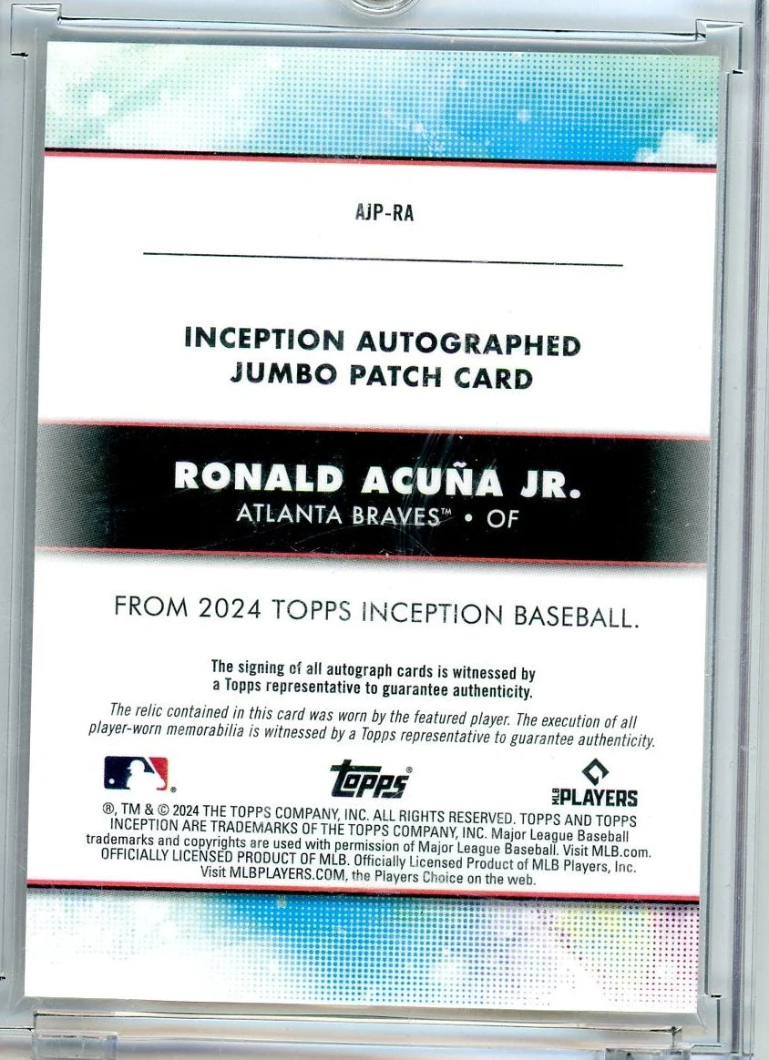 Ronald Acuna Jr. 2024 Topps Inception Patch Autograph #'d 01/75