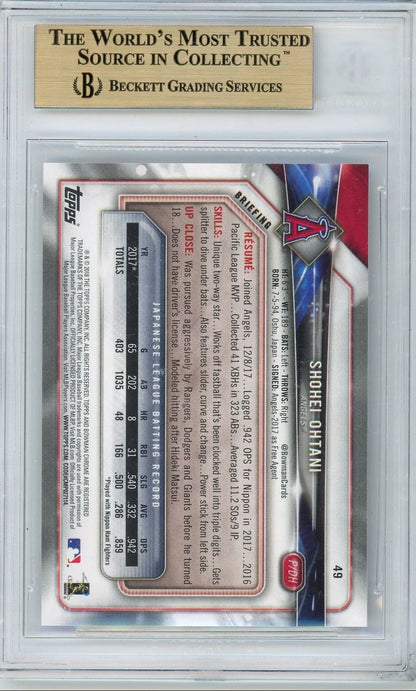Shohei Ohtani 2018 Bowman rookie card BGS 9.5