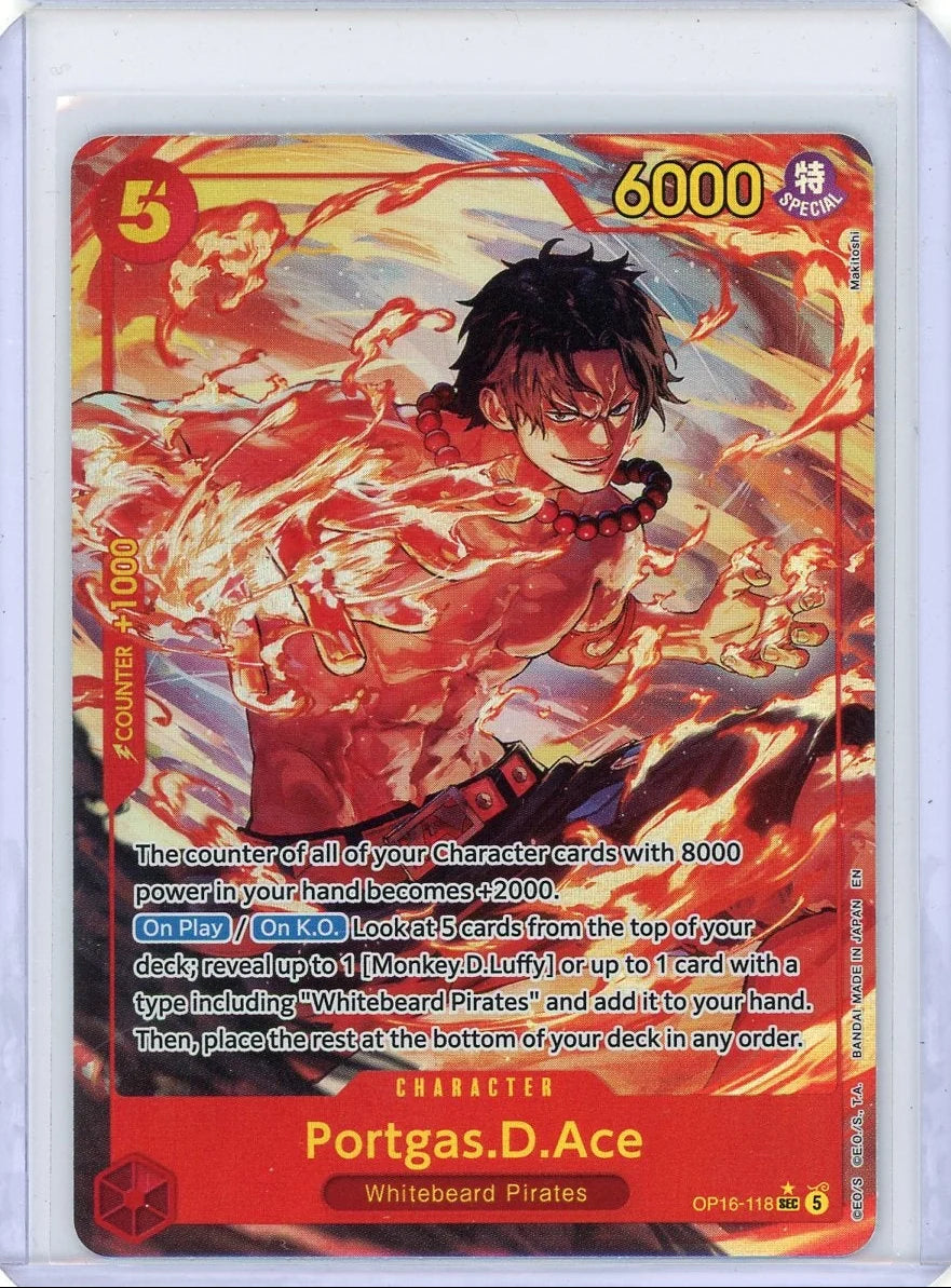 Portgas.D.Ace One Piece OP16-118 Secret Rare Alternate Art