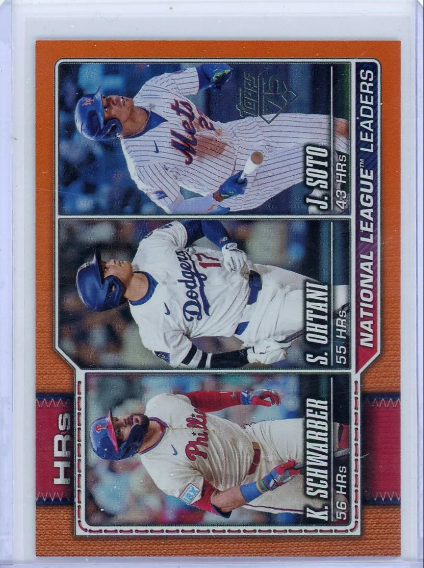 K. Schwarber & S. Ohtani & J. Soto 2026 Topps Series 1 NL Homerun Leaders Orange #'d 06/25