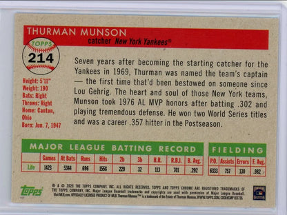 Thurman Munson 2025 Topps Chrome Platinum gold wave ref. #'d 22/50