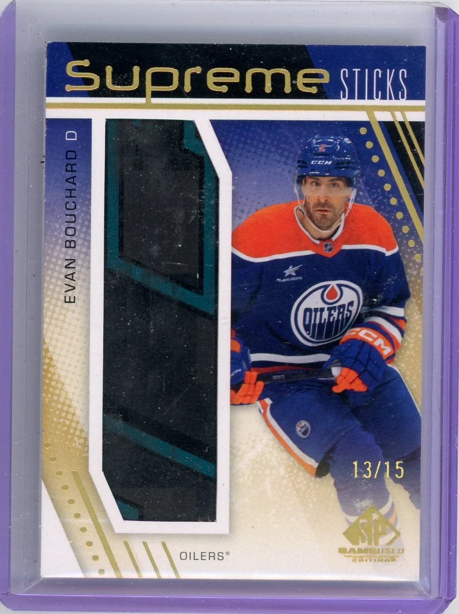Evan Bouchard 2025-26 Upper Deck SP Game Used Supreme Sticks #'d 13/15