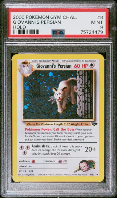 Giovanni's Persian Pokémon Gym Challenge Holo #8/132 PSA 9