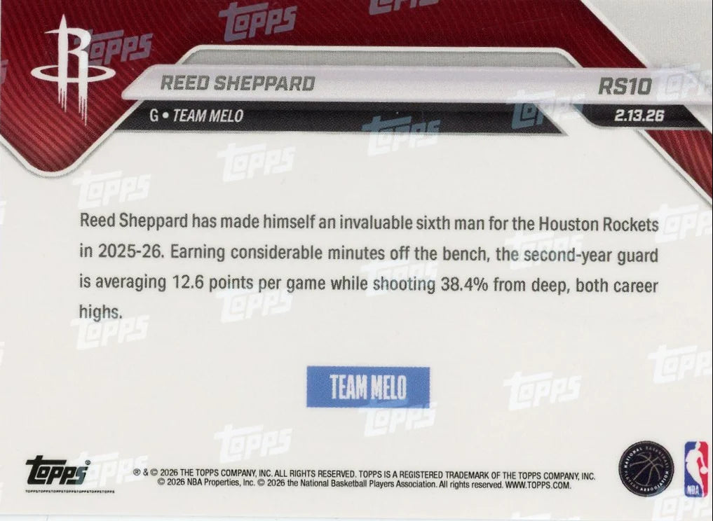 Reed Sheppard 2026 Topps NOW Rising Stars #RS10