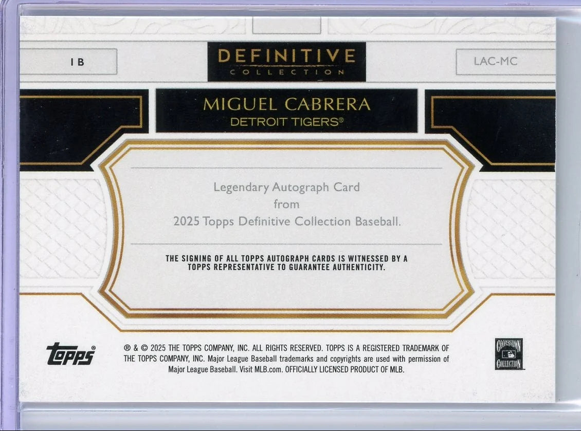 Miguel Cabrera 2025 Topps Definitive Legendary Auto #'d /25