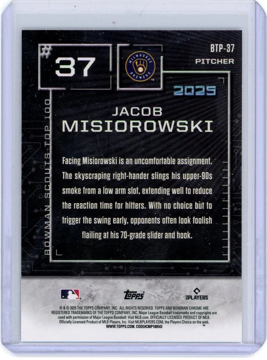 Jacob Misiorowski 2025 Bowman Chrome Scout's Top 100