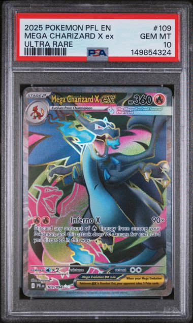 Mega Charizard 2025 Pokémon Phantasmal Flames Ultra Rare #109/094 PSA 10