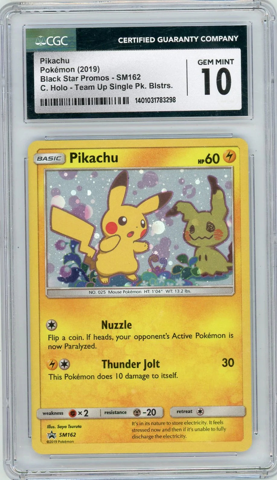 Pikachu Pokemon Black Star Promos Team Up Single Pack Blister SM162 CGC 10