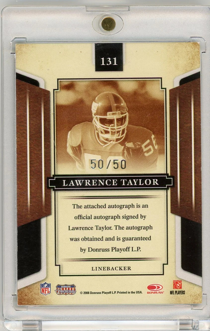 Lawrence Taylor 2008 Donruss Playoff Sports Legends Auto #'d 50/50