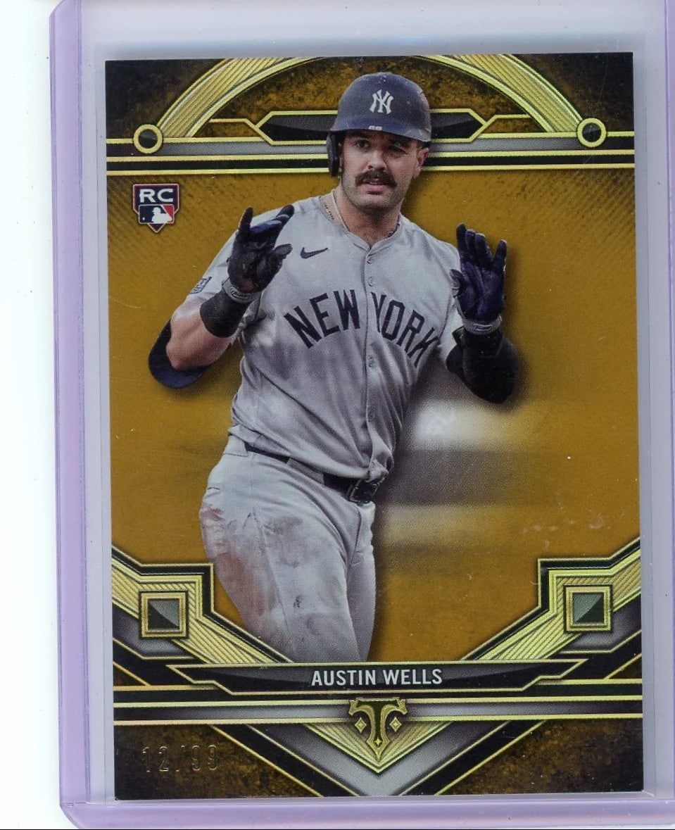 Austin Wells 2024 Topps Triple Threads gold rookie card #'d 12/99