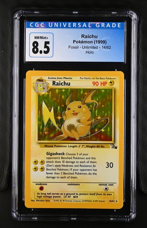 Raichu Pokémon Fossil Holo #14/62 CGC 8.5