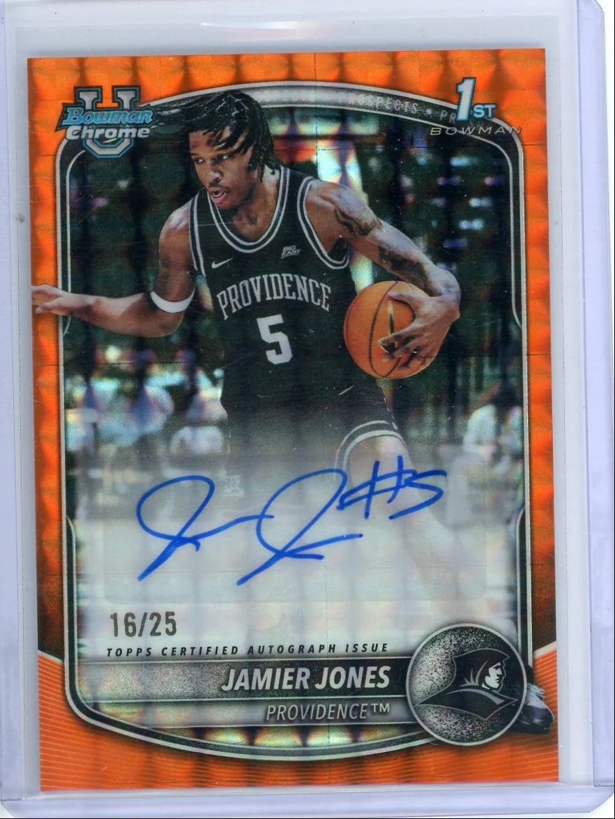 Jamier Jones 2025 1st Bowman Chrome Orange Refractor Autograph #'d 18/25