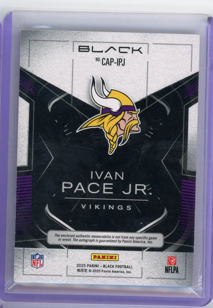 Ivan Pace Jr. 2025 Panini Black Capstones Quad Patch Auto #'d 39/50