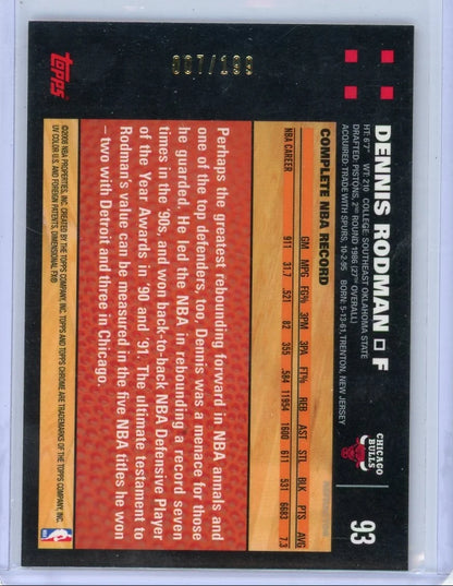 Dennis Rodman 2007-08 Topps Chrome orange refractor #'d 007/199