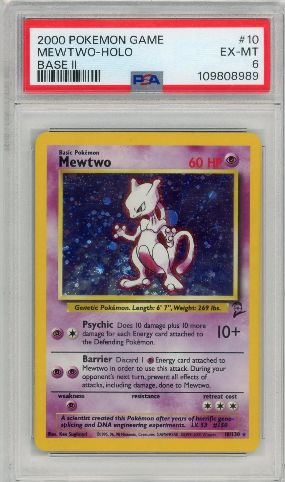 Mewtwo Pokémon Base 2 PSA 6