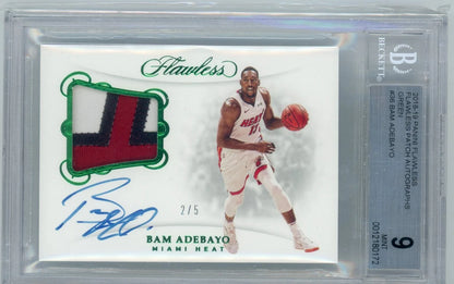 2018-19 Panini Flawless Patch Autographs Green Bam Adebayo BGS 9 (2/5)
