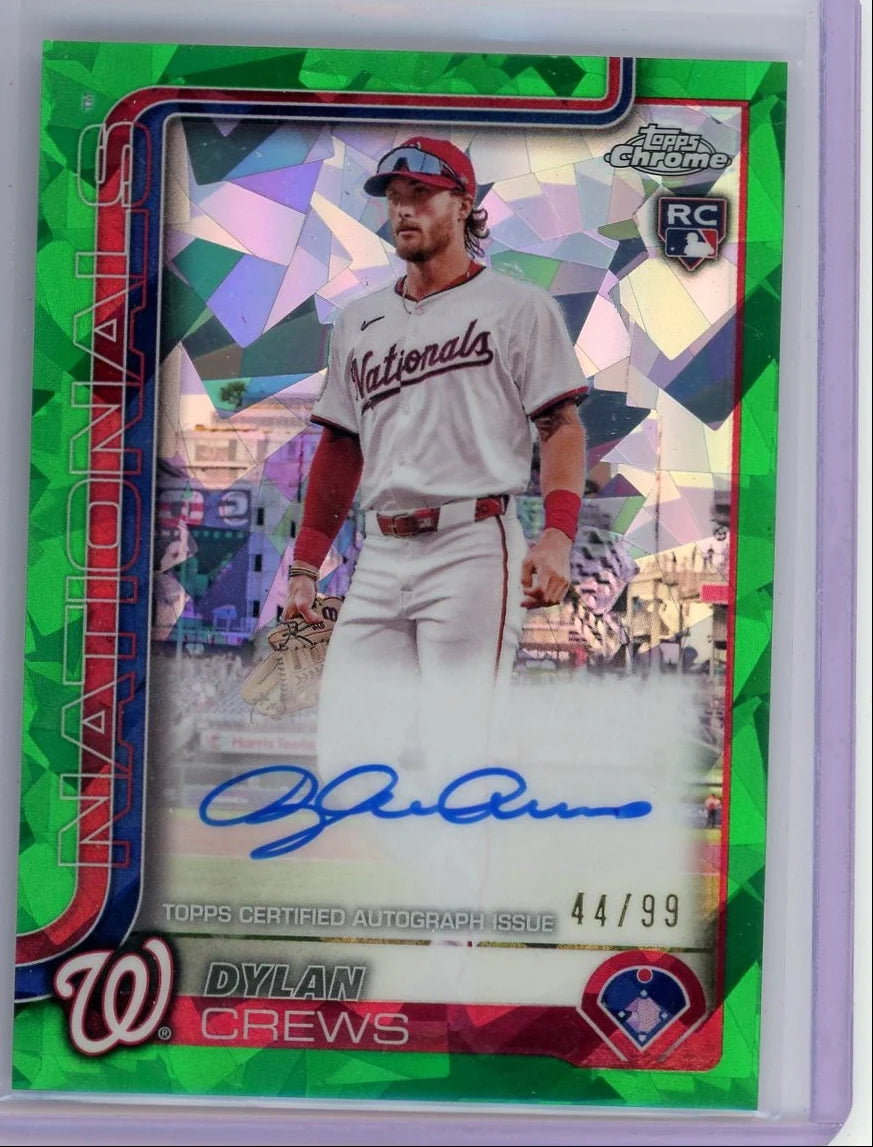 Dylan Crews 2025 Topps Chrome Update Sapphire Green Refractor Auto RC #'d 44/99