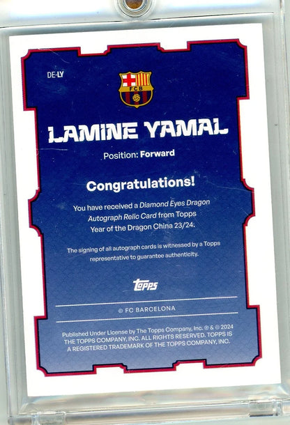 Lamine Yamal 2023 Topps FC Barcelona Diamond Eyes Dragon Rookie Auto #'d 54/99