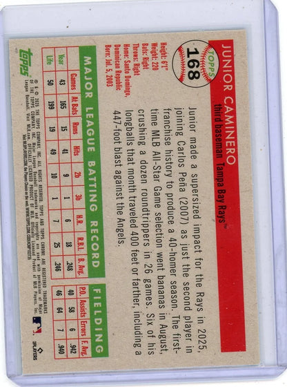 Junior Caminero 2025 Topps Platinum Green Wave Refractor #'d 69/99