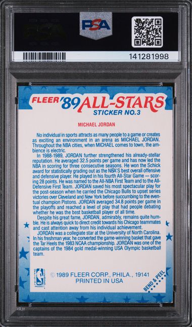 Michael Jordan 1989 Fleer Sticker #3 PSA 6